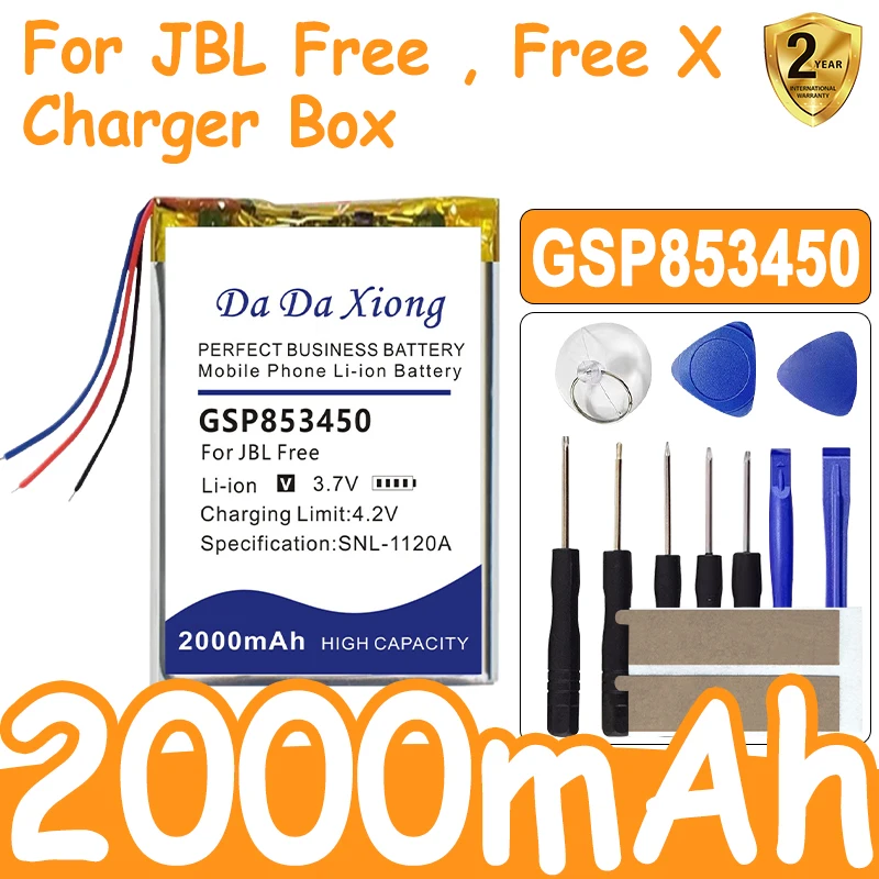 

Brand-New 2000mAh GSP853450 Battery For JBL Free , Free X Charger Box + Tools