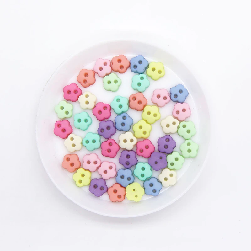 50-200pcs 6mm Frosted Flower Resin Sewing Buttons Solid Color Scrapbooking DIY Cartoon Doll Clothes Crafts Garment Accessories