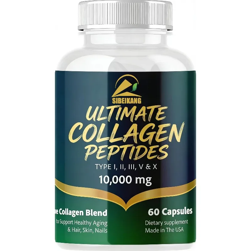 

Collagen peptides I, II, III, V, and X containing biotin for skin, hair, and nail health support -60 capsules
