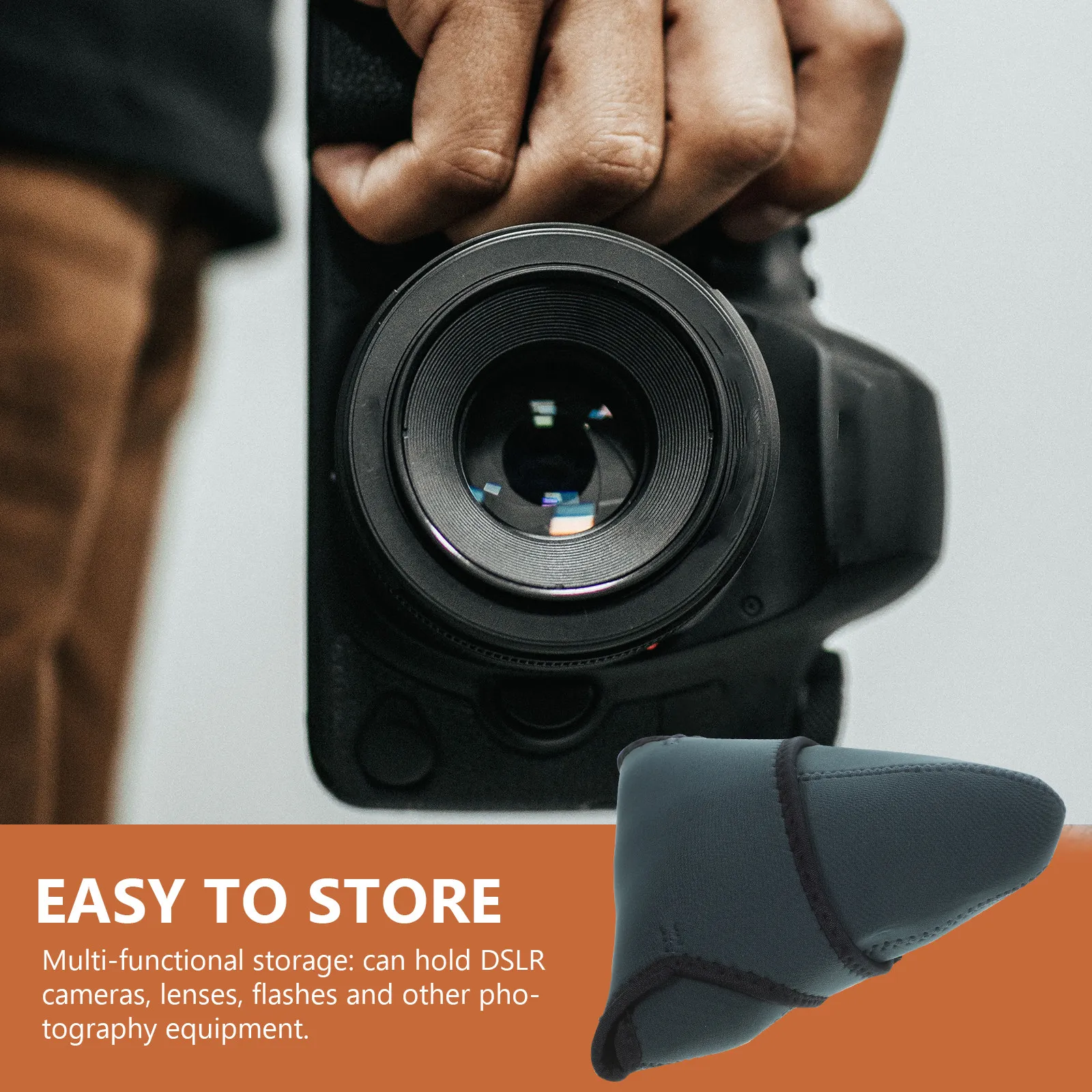 Padded Camera Insert Bag Neoprene Multi-Layer Compartment Design for Dslr Lens Flash Equipment Protection Portable Travel Use