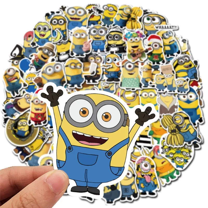 50pcs Minions Stickers Anime Despicable Me Cute Style Notebook Scooter Water Cup Stationery Suitcase Decoration Stickers