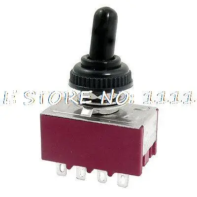 MTS-402 2A/250VAC 5A/125VAC ON/ON 4P2T 4PDT 12 Pins Toggle Switch + Rubber Cover