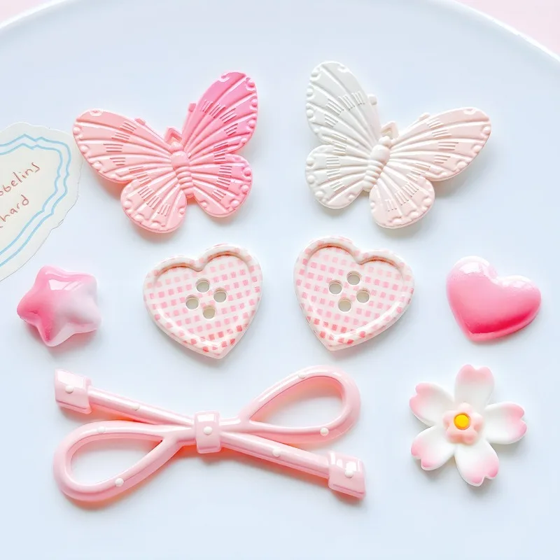 New Kawaii Pink Butterfly & Bow DIY Shoe Charms for Creative Hole Sandals Clogs Buckles Decoration Beach Holiday Gifts