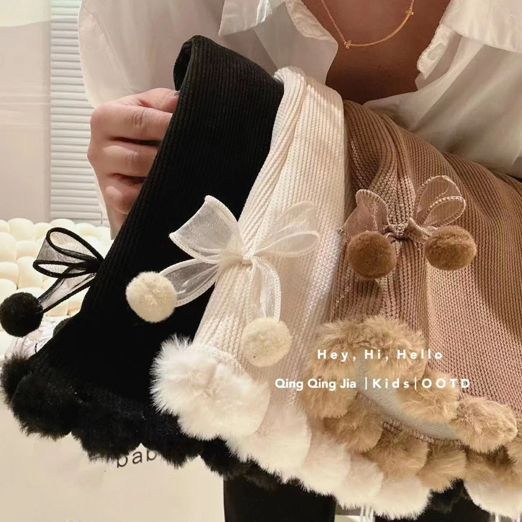 سروال قصير للفتيات على الطراز الكوري - سروال ضيق مخملي سميك متوهج لخريف وشتاء بنطلون فضفاض للأطفال #1