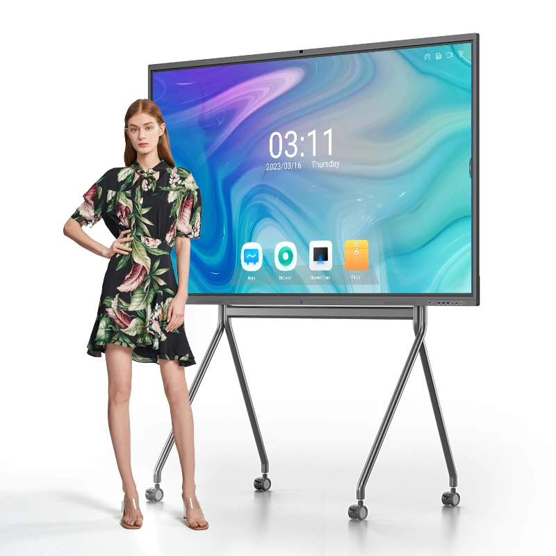 Interactive Whiteboard 55 Inch Smart Writing White Board 20 Points Touch Screen Flat Panel With Dual System