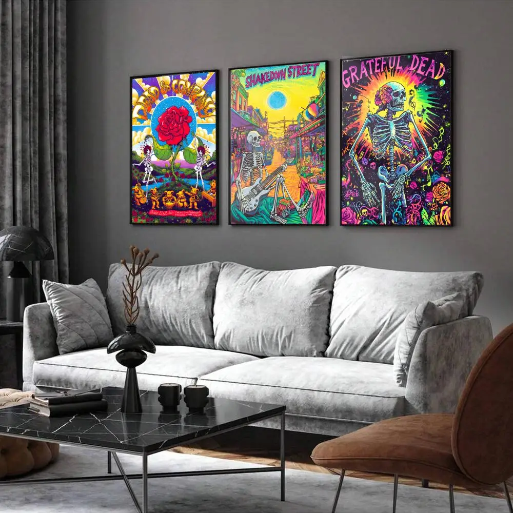 Band G-Grateful D-Dead Poster Home Living Bed Room Bar Hallway Sticky Wall Printing Waterproof Aesthetic Decor