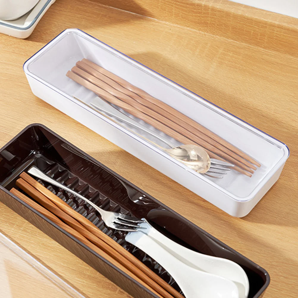 

Cutlery Storage Box Tableware Organizer Container Household Utensil Case Plastic Silverware Holder Portable Forks Case