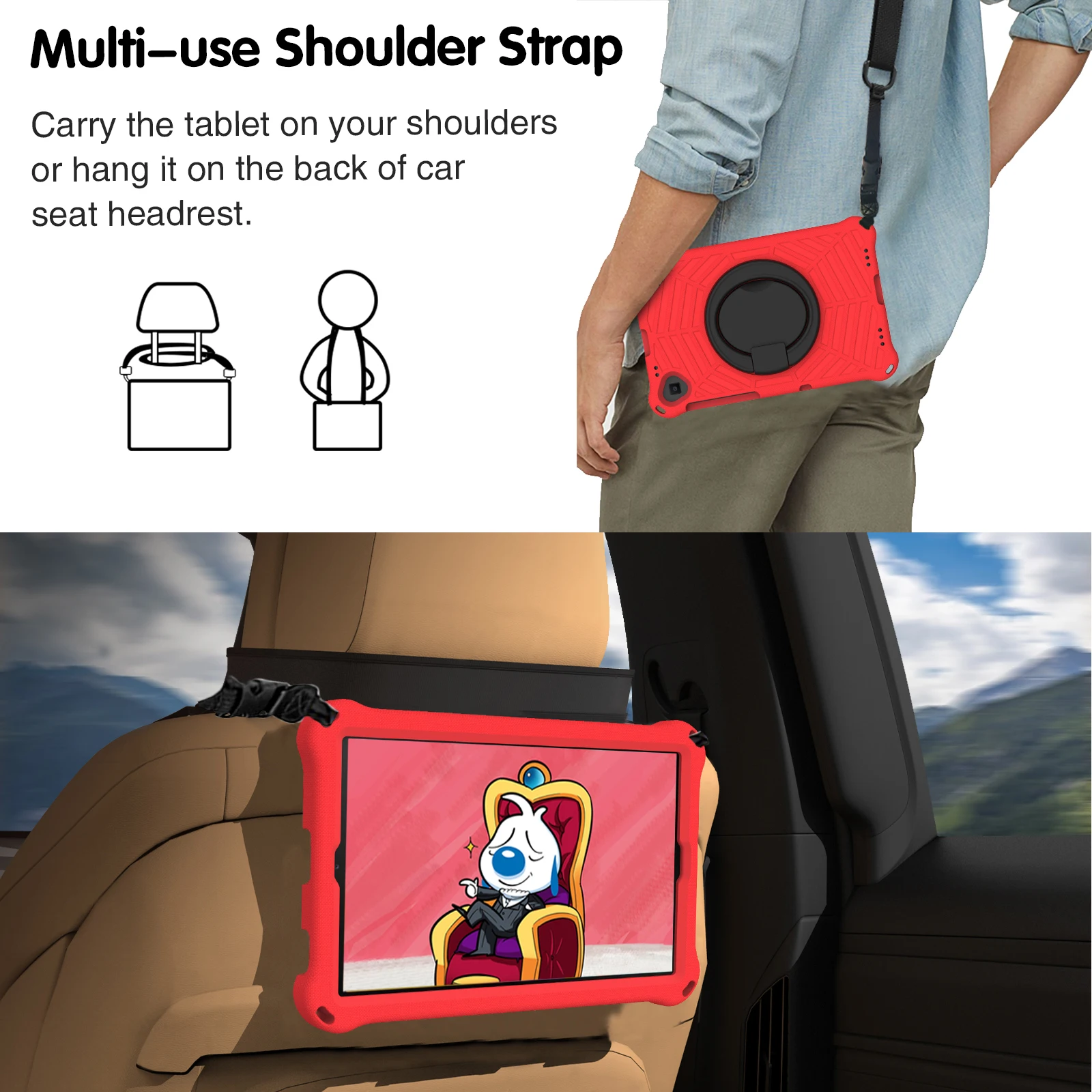 For Xiaomi Pad 4 Plus 10.1" Case 10.1 inch EVA Shockproof Shell for Mi Pad 4 Plus Shoulder Starp Cover