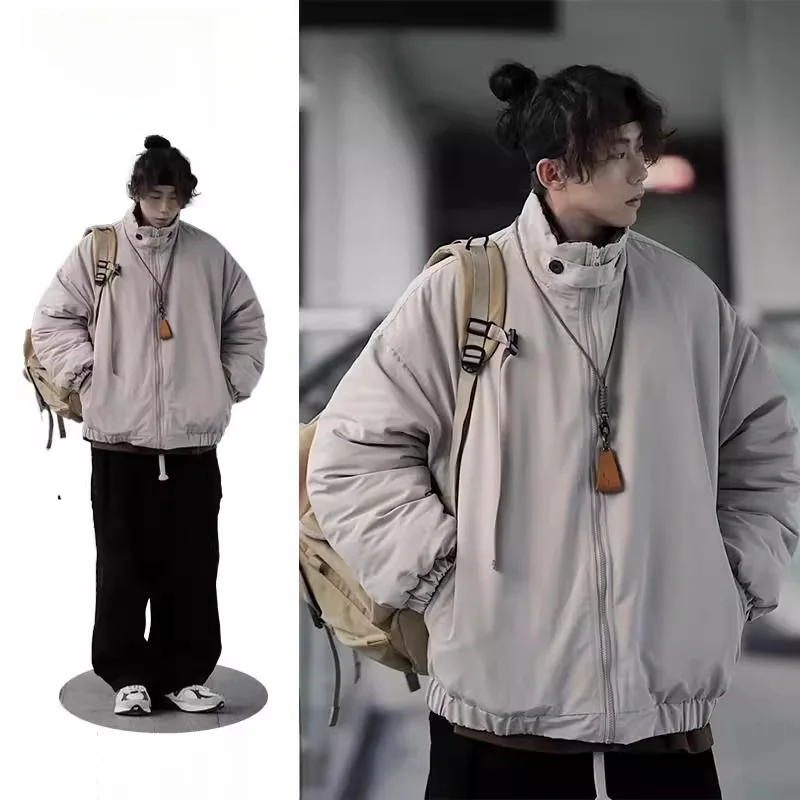 

Утепленная мужская хлопковая куртка с воротником-стойкой, зимняя теплая верхняя одежда в стиле ретро, простая рабочая одежда, хлопковое пальто для пар, в университетском стиле