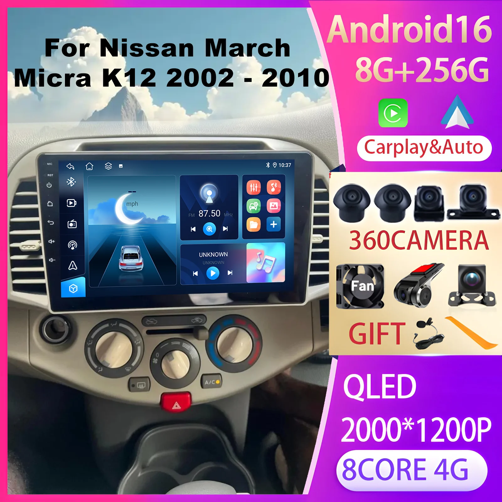 

Stereo Car Intelligent Systems For Nissan March Micra K12 2002-2010 Carplay Android Auto Car Multimedia Player GPS FM DSP Radios