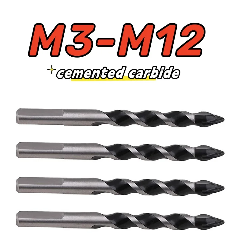 1pcs M3 M4 M5 M6 M8 M10 M12 Black Tricorn Drill Bit Glass Ceramic Tile Bits High Hardness Super Hard Alloy Concrete Power Tools