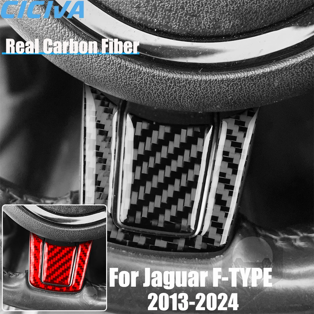 

Real Carbon Fiber Car Accessories Steering Wheel Cover Soft Sticker For Jaguar F-type 2013 2014 15 16 17 18 19 20 21 22 23 24