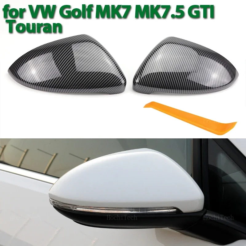 

Rearview Side wing mirror cover Carbon Fiber Pattern Black for VW Golf 7 MK7 MK7.5 GTI R GTE GTD 13-20