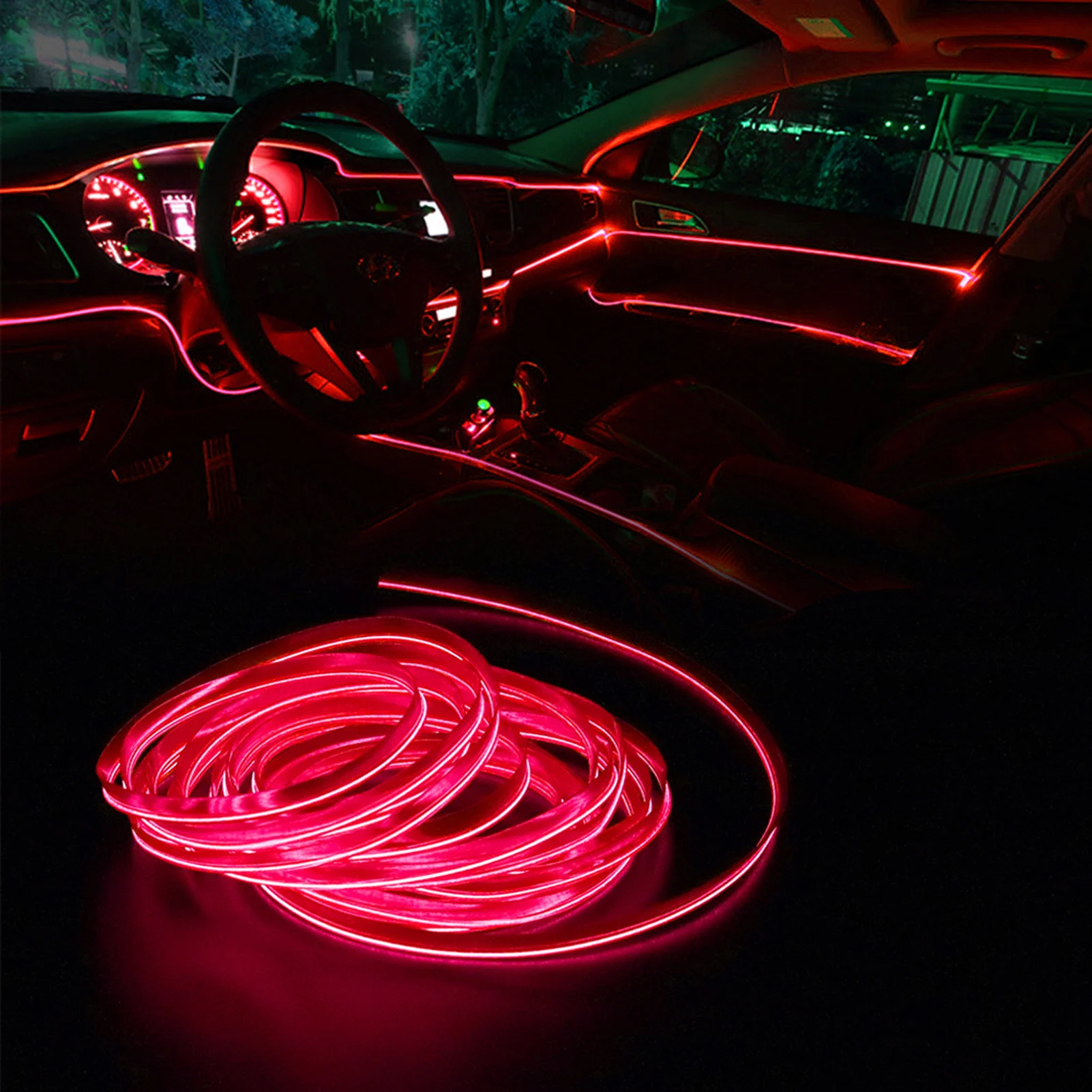 1PC Car Decorative Light Strip Interior Lighting Decoration Auto LED EL Cold Lamp Modification Parts 4 Meters