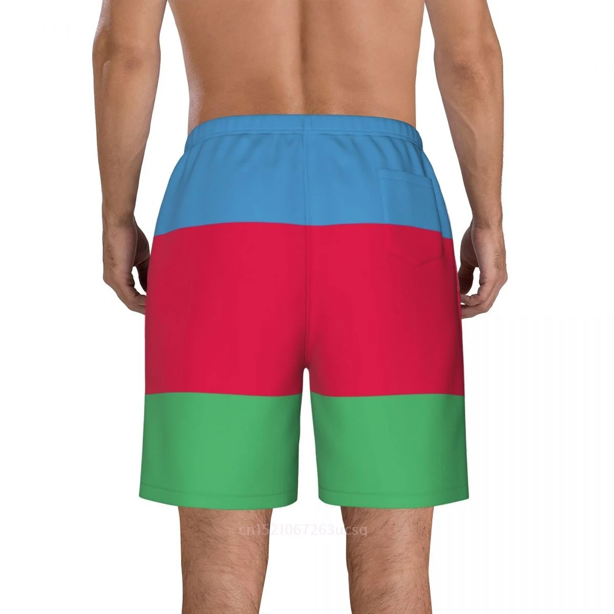 2023 Summer Polyester Azerbaijan Country Flag 3D Printed Men's Board Shorts Beach Pocket Running Summer Pants