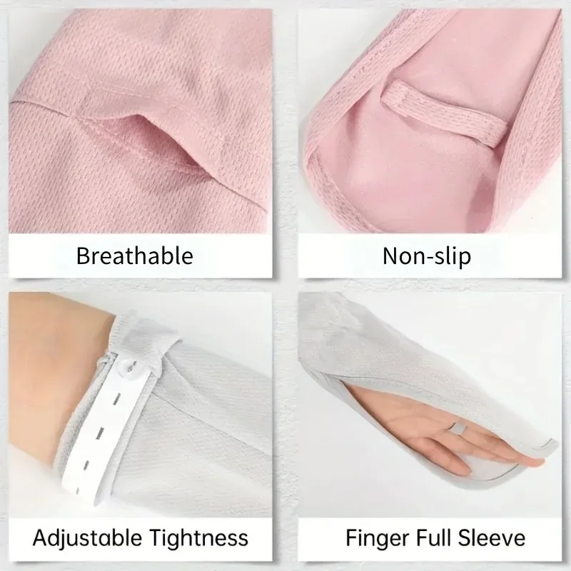 Fashionable Monochrome Loose Hook Finger Arm Sleeves for Women's Summer UV Protection and Sun Protection Sleeves for Driving image 5
