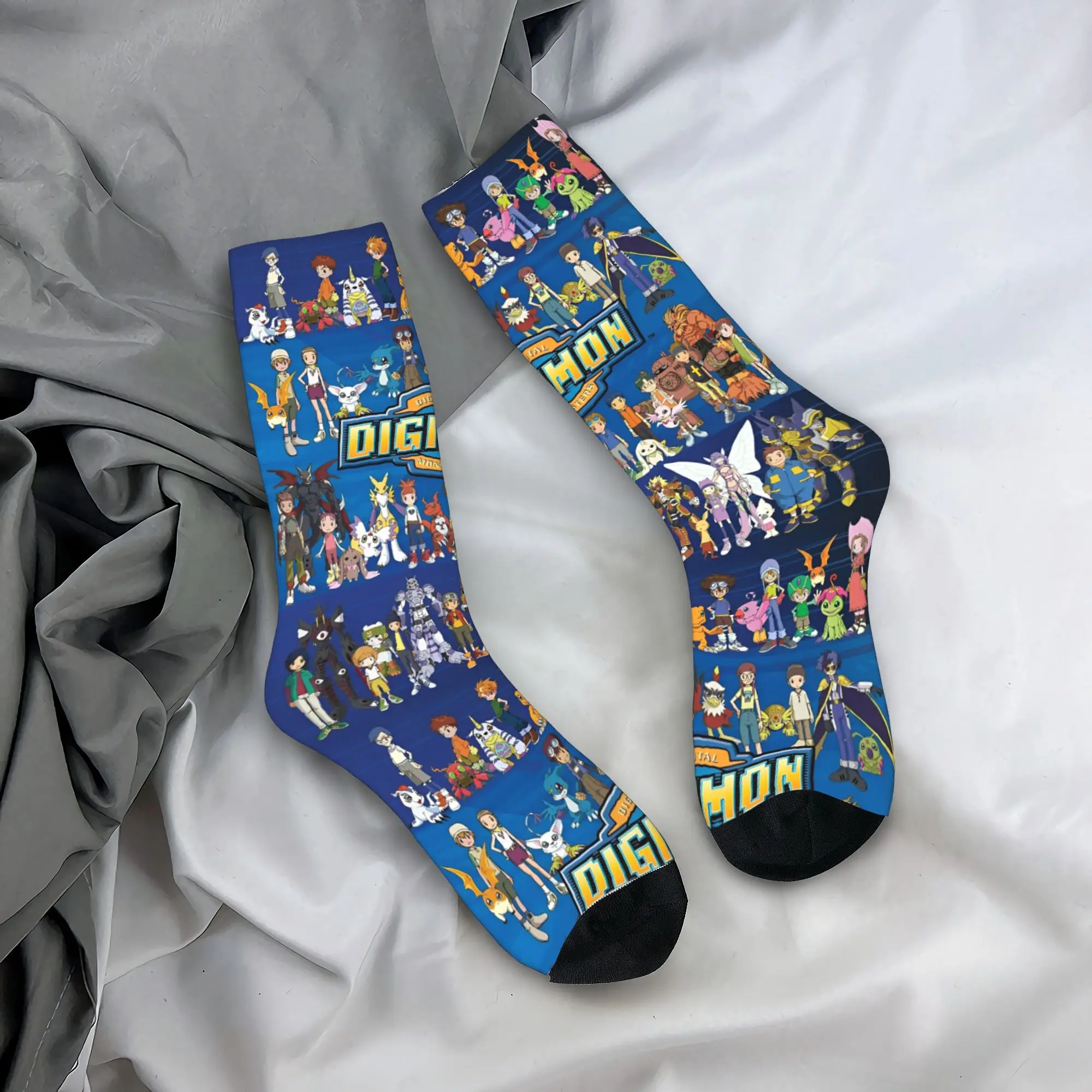 Digimon Cartoon Adventure Socks Men Women Casual Digital Monster Anime Socks Spring Summer Autumn Winter Middle Tube Socks Gift