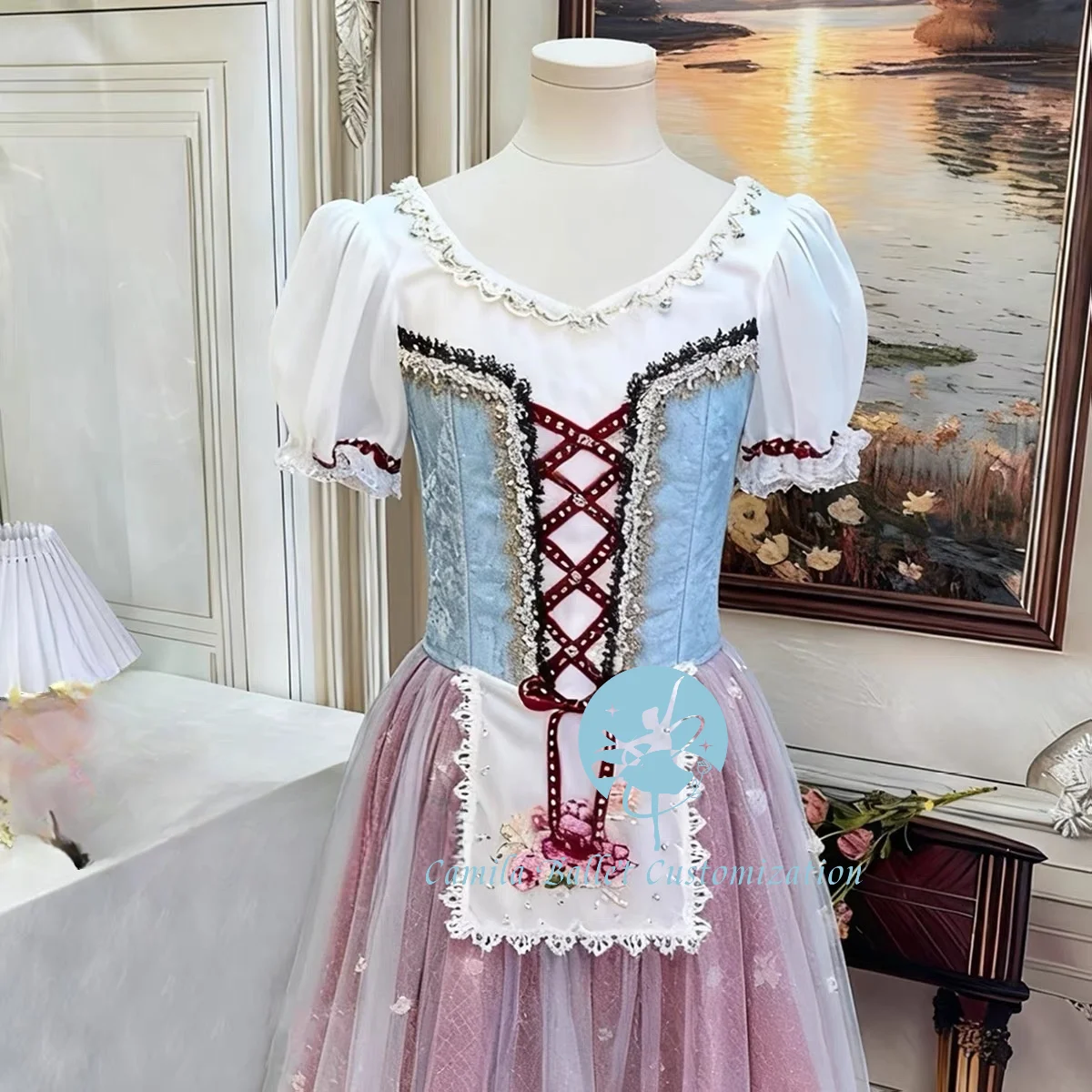 Newly tailored Giselle farmer's daughter ballet competition performance long gauze skirt, suitable for both adults and children