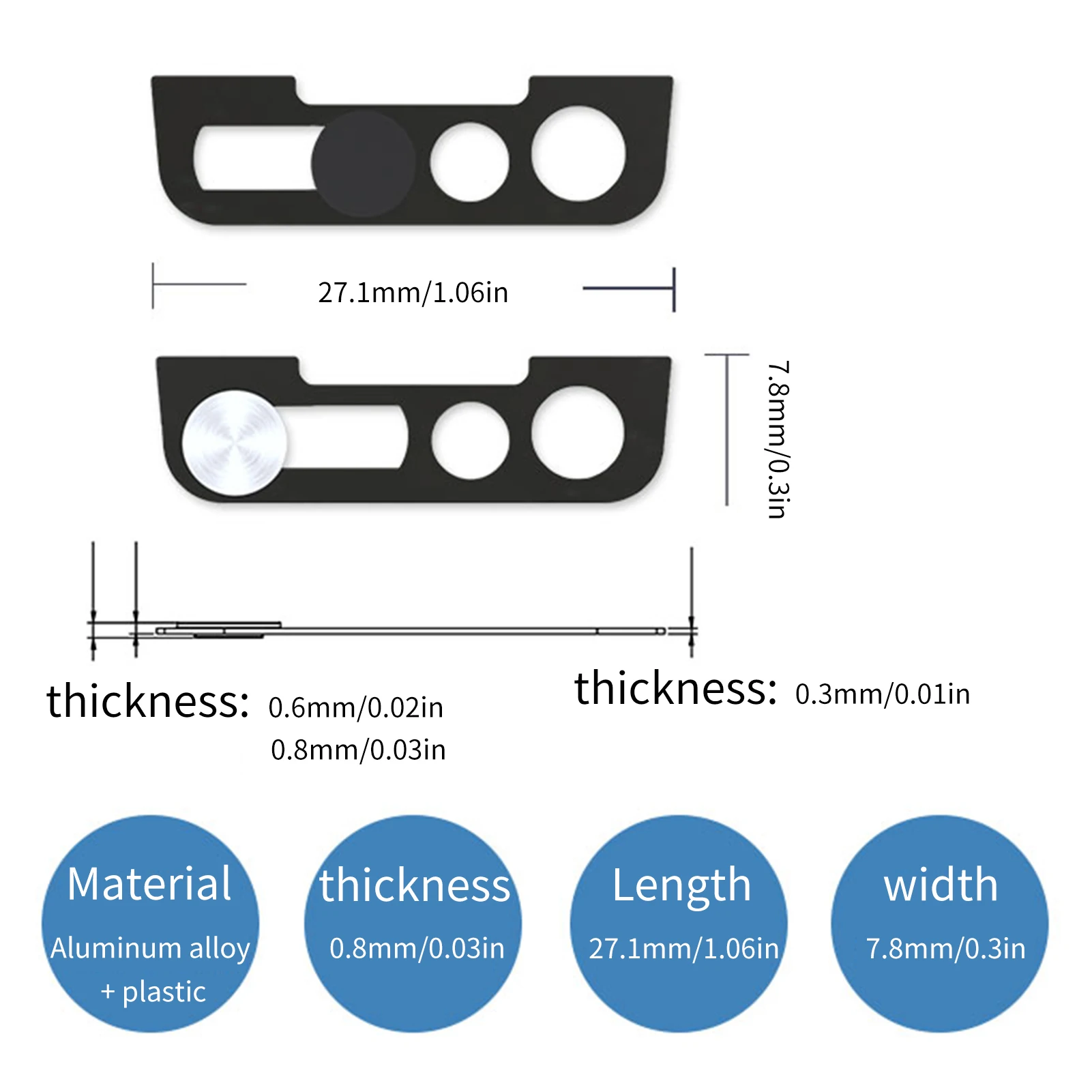 Webcam Cover Privacy Protective Cell Phone Lens Camera Cover Anti-Peeping Shutter Slider For IPhones 13/13 Pro/13 Pro Max/13