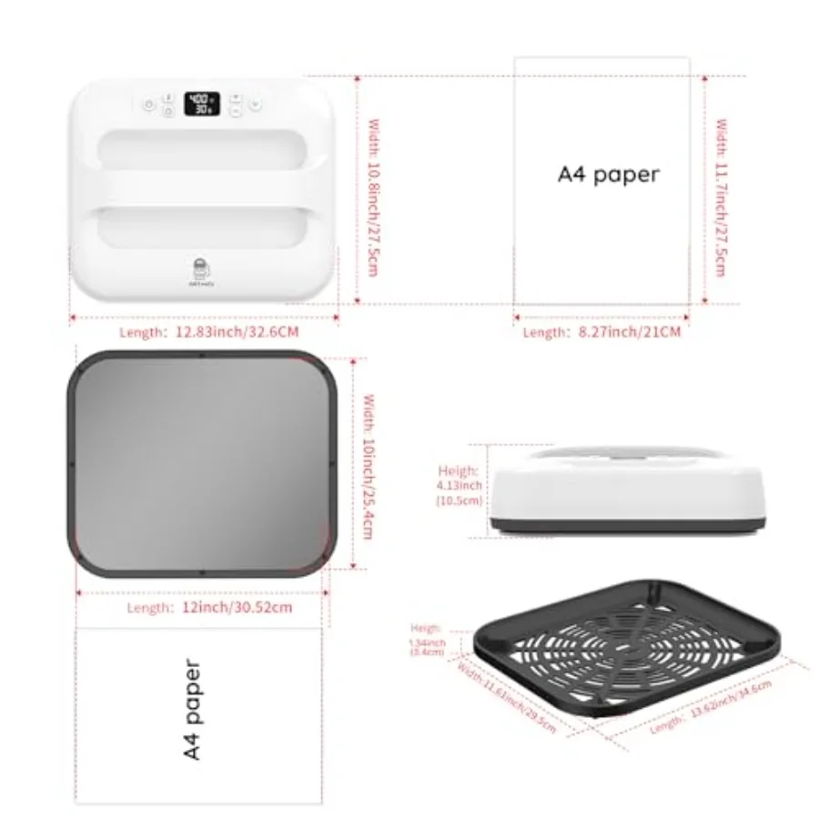 Heat Press Machine 12 x 10, Portable Digital Easy Press for T-Shirts, Sublimation and HTV Vinyl, White with Teflon Sheet - view 3