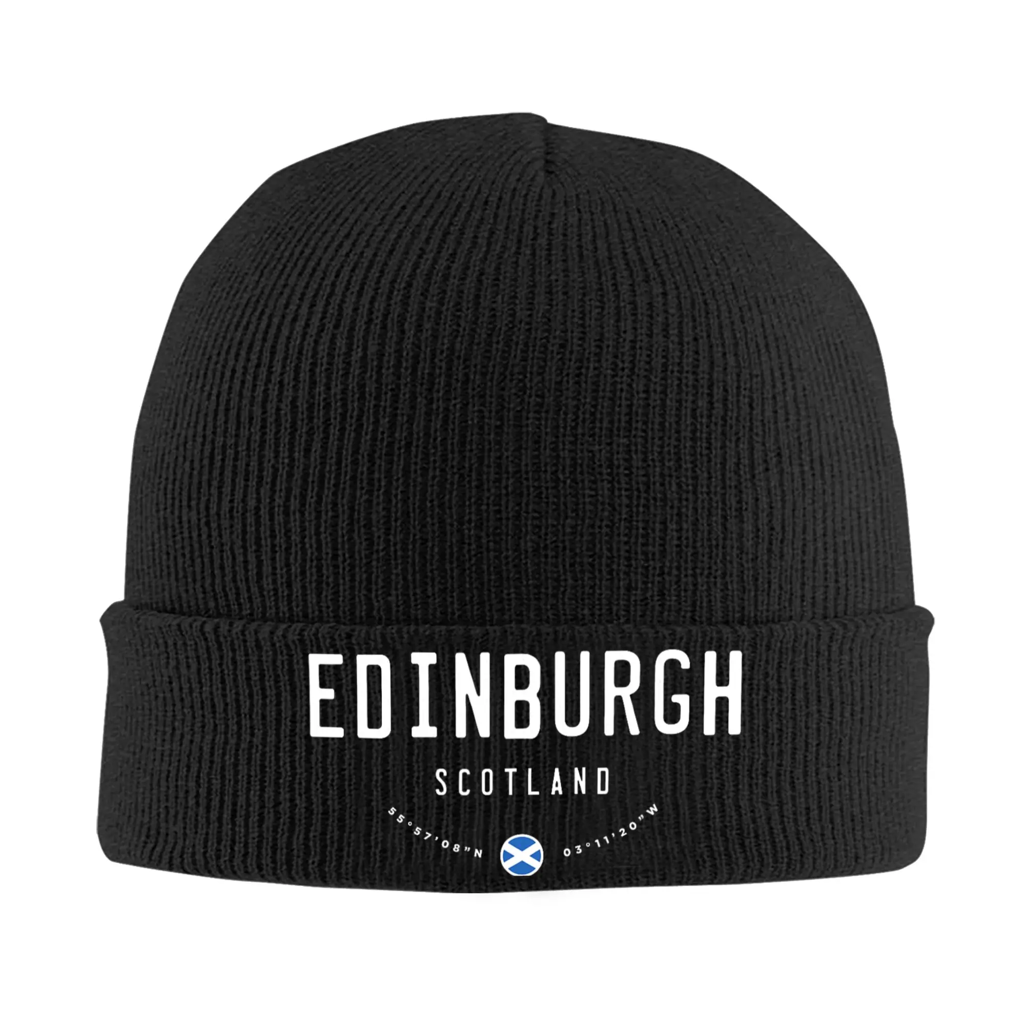 Edinburgh Scotland United Kingdom Knitted Hat Beanie Autumn Winter Hat Warm Unisex Street UK Flag Cap Men Women Birthday Gift