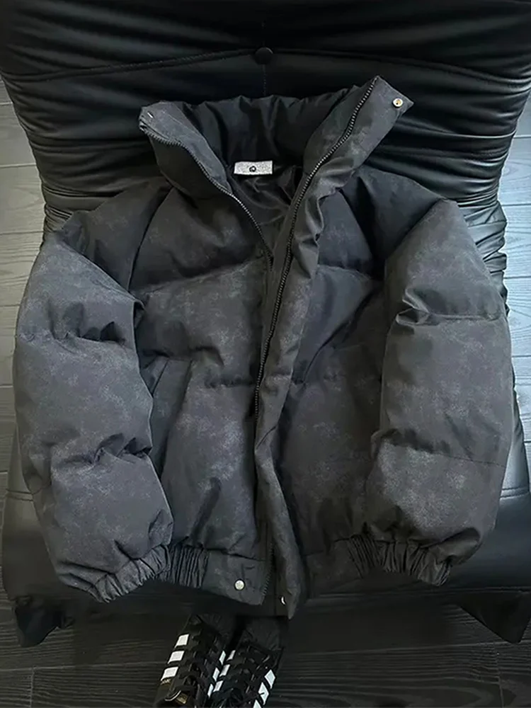 

Черное окрашенное в американском стиле хлопковое мужское зимнее пальто с воротником-стойкой High Sensation ort Bread Sle, теплое Thiened из полиэфирного волокна