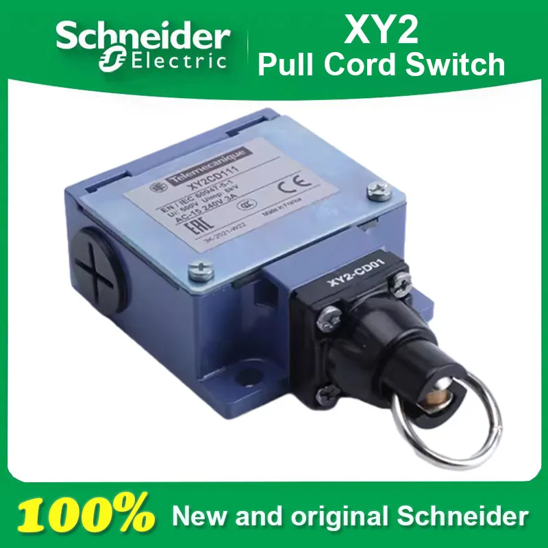 

100% New and Original Schneider Electric XY2CD111 Simple Pull Cord Switch Plastic 1 NC + 1 NO