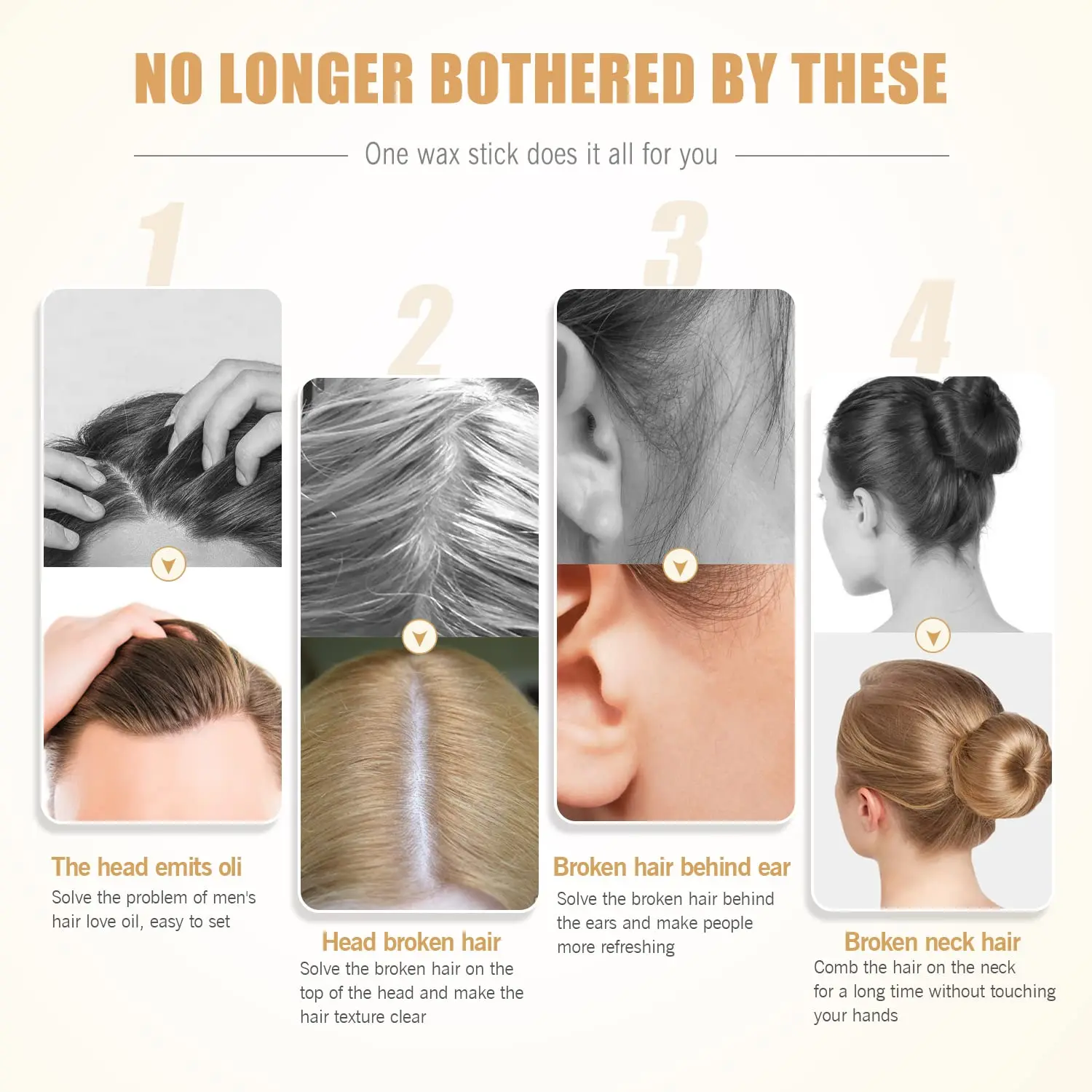 Wax Styling Stick for Non-Greasy Hair Pomade with Strong Hold, Floral Scent - For Hair - 5PCS