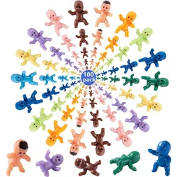 100 Pcs Mini Plastic Babies King Cake Baby Doll for Baby Shower bomboniere Ice Cube Game decorazioni per feste bambole a 10 colori