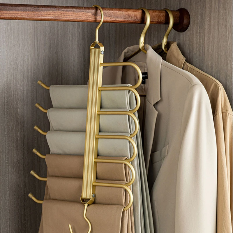 

Multi-functional Pants Hanger for Clothes Adjustable Closet Organizer Trouser Storage Rack Tie Storage Shelf 6 in 1 Pant Storage