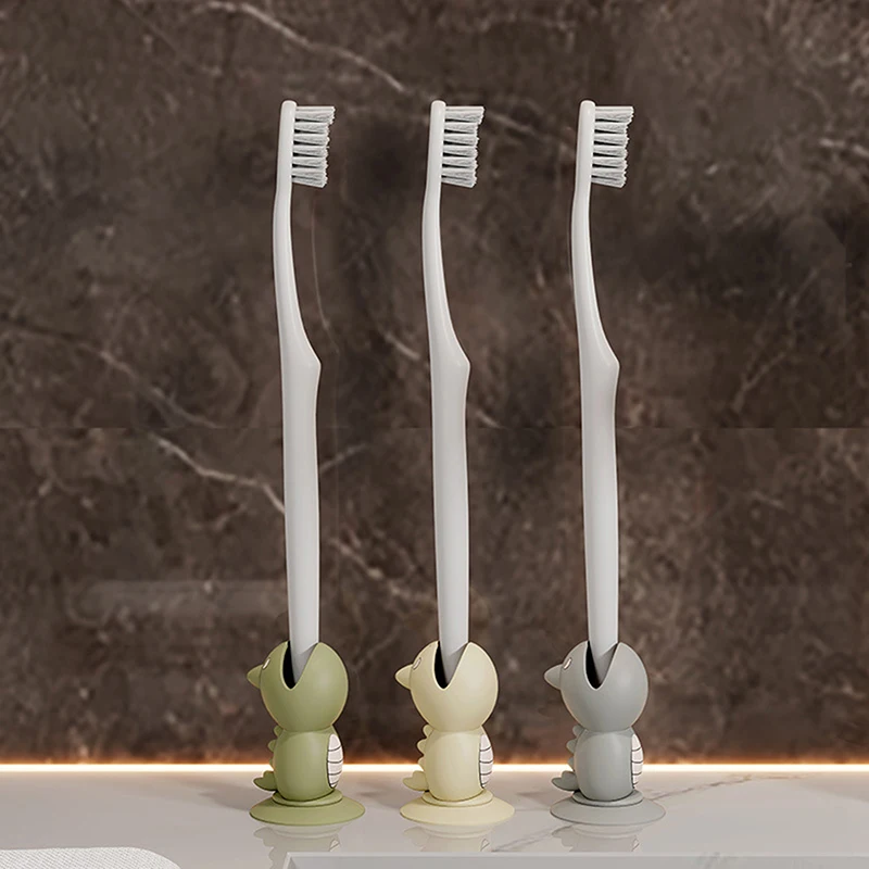 

Tooth Brush Cover Caps Stand Cute Standing Portable Travel Toothbrush Head Cover Cute Dinosaur Shape Silicone Suction Cup