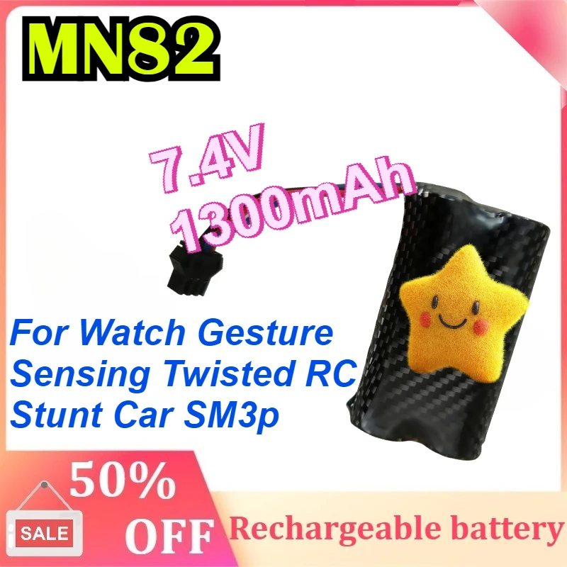 

MN82 7.4V 1300mAh Remote Control Car Battery MN128 MN78 LC79 For Watch Gesture Sensing Twisted RC Stunt Car SM3p
