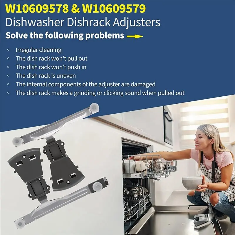 A98I-Adjusters For Whirlpool Maytag Dishwasher- WPW10609578 WPW10609579 Side Racks Replacement Parts Left Right - view 3