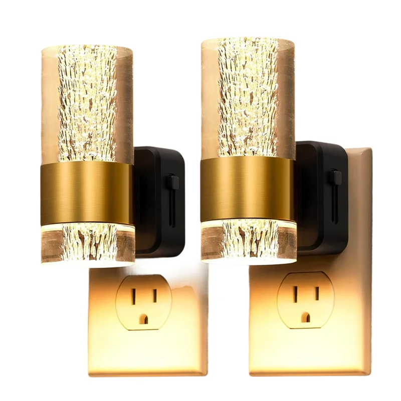 AT51-LED Night Lights Plug Into Wall 2-Pack, 3000K Plug In Night Light Dusk To Dawn Sensor, Adjustable Brightness