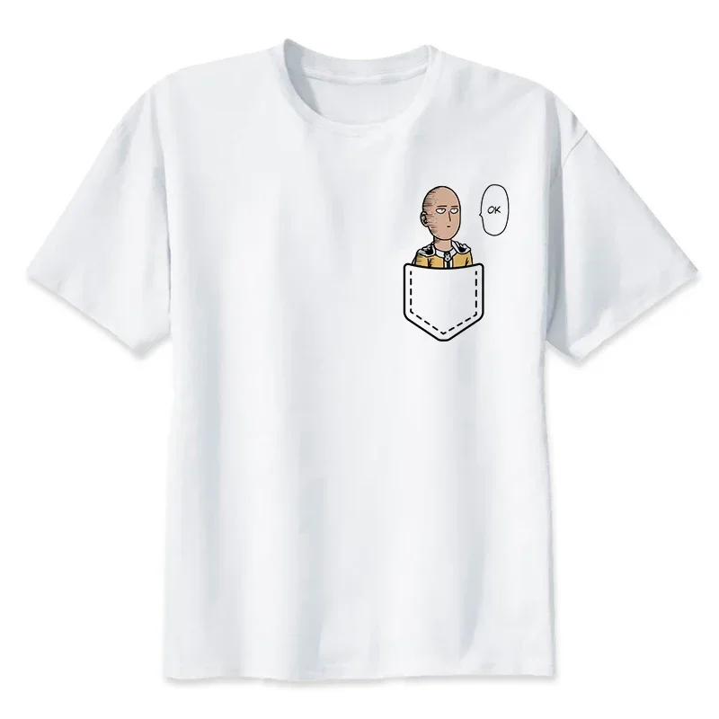 one punch man saitama t shirt men Summer japanese anime funny print T Shirt boy short sleeve with white color Fashion Top Tees