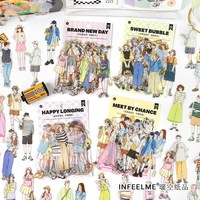 40 Pcs Fashion Boy Girls Stickers Vintage Scrapbook Hand Drawn Oil Painting Illustration Sticker For Journaling Diary planner