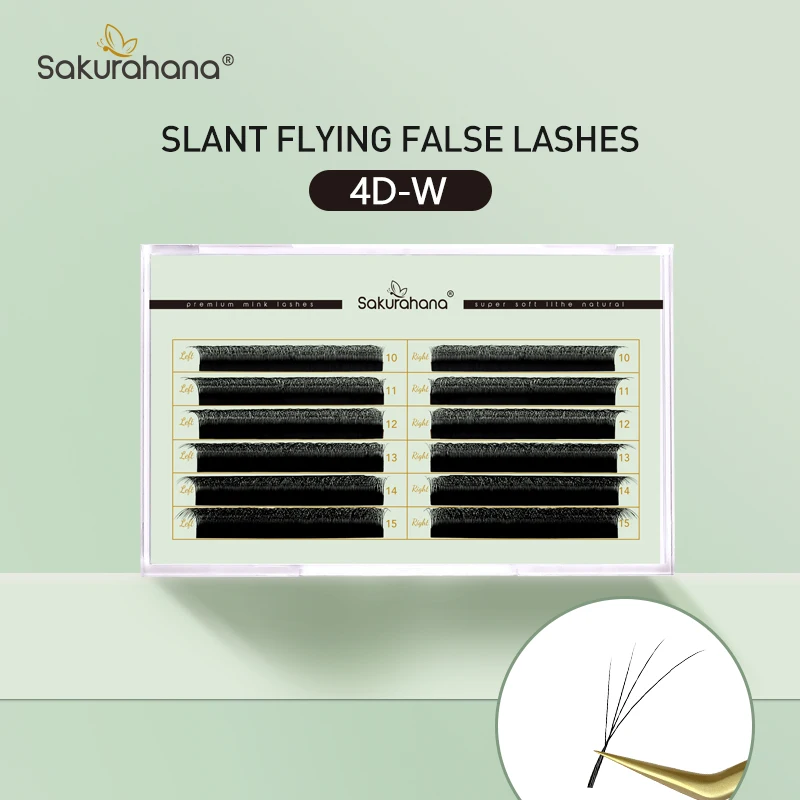SAKURAHANA Fox 3D 4D 5D-förmige Wimpernfasern, falsche Wimpernverlängerung, vorgefertigte Volumenfächer, schräge fliegende falsche Wimpern