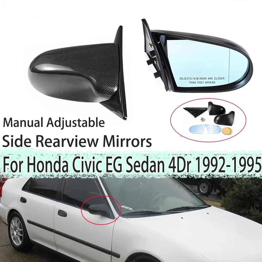 

2x замена бокового зеркала заднего вида для Honda Civic EG Sedan 4D 1992-1995, ручное регулируемое боковое зеркало