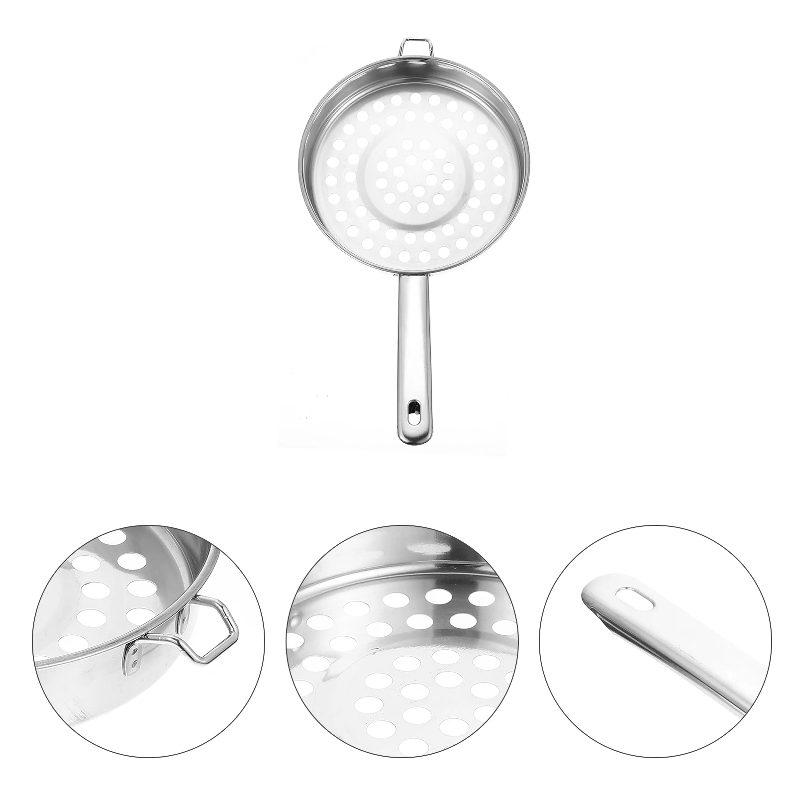 Handheld Food Strainer Big Hole Cold Shrimp Colander Pasta Filtering Spoon Kitchen Silver Baby Mesh