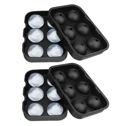 Ice Cube Trays Silicone Sphere Ball Maker with Lid for Whiskey and Cocktails Bourbon Reusable and BPA Free