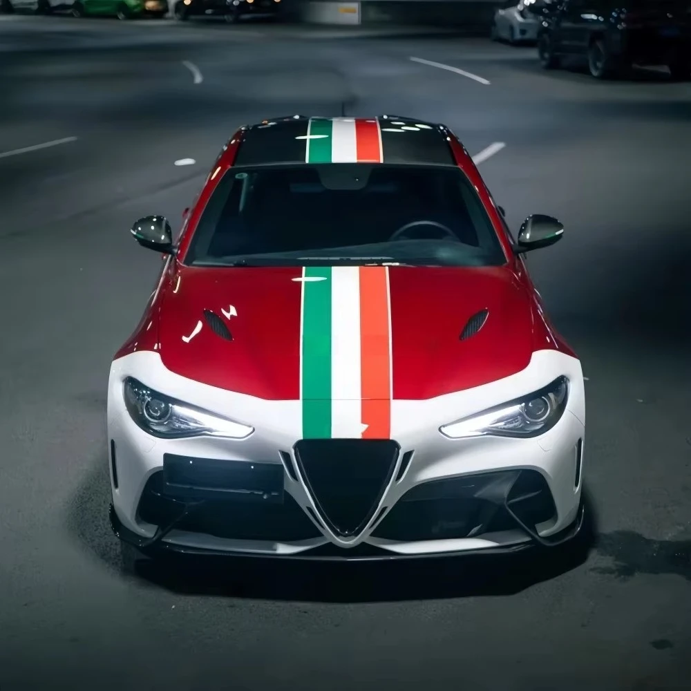 For  Giulia Clover Upgrade GTAM Body Kit Carbon Fiber Front Bumper Fender Front Spoiler Hood
