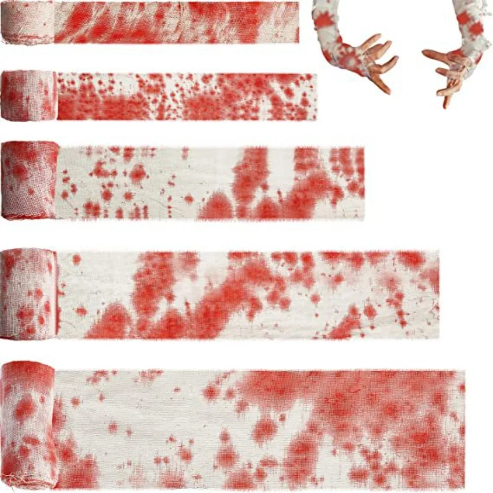 Halloween Blood Gauze Cloth Eco-friendly Scary Artificial Blood Bandage Haunted House Decor Warning Line Artificial Blood Gauze