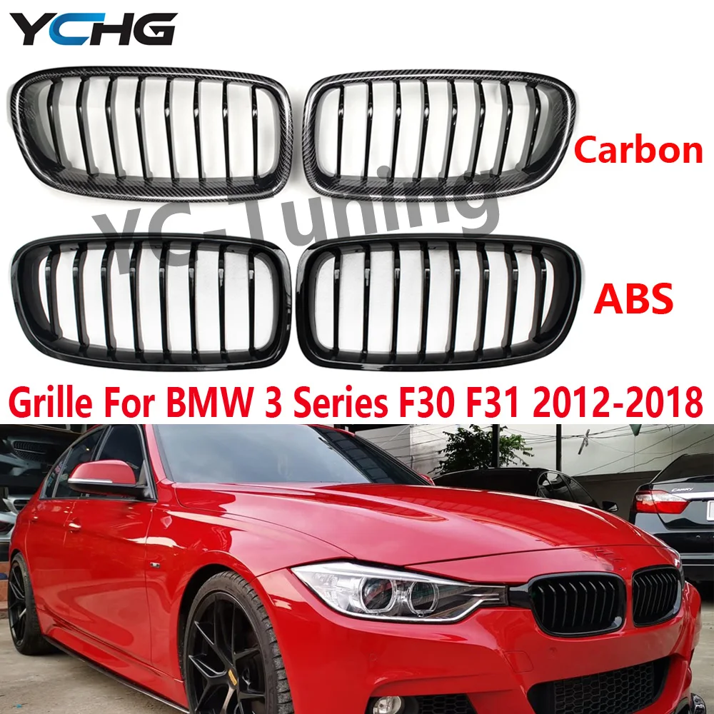F30 F31 Single line ABS Carbon Fiber Front Bumper Hood Grid Grille For BMW 3 Series F30 F31 Replacement Grille Mesh 2012-2018