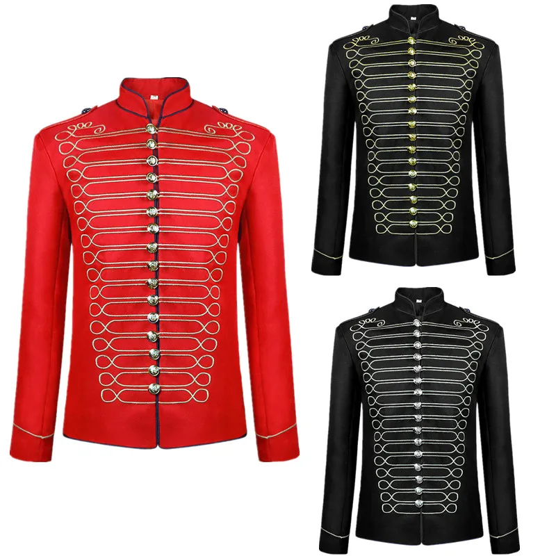 

loween European Sle Men's Court Costume Medieval Punk Le Band Le Drummer Stage Performance Outfit Traditional Ch...