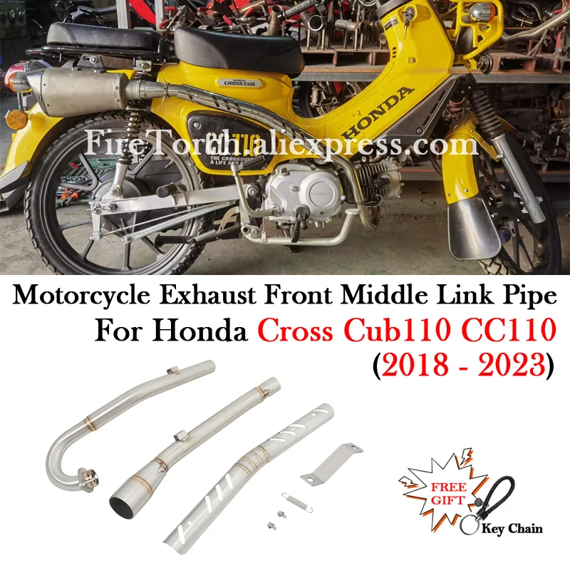 Sistema de escape para motocicleta, tubo de conexión delantero y central modificado para HONDA Cross CUB110 CC110 CUB CC 110 2018 - 2022 2023