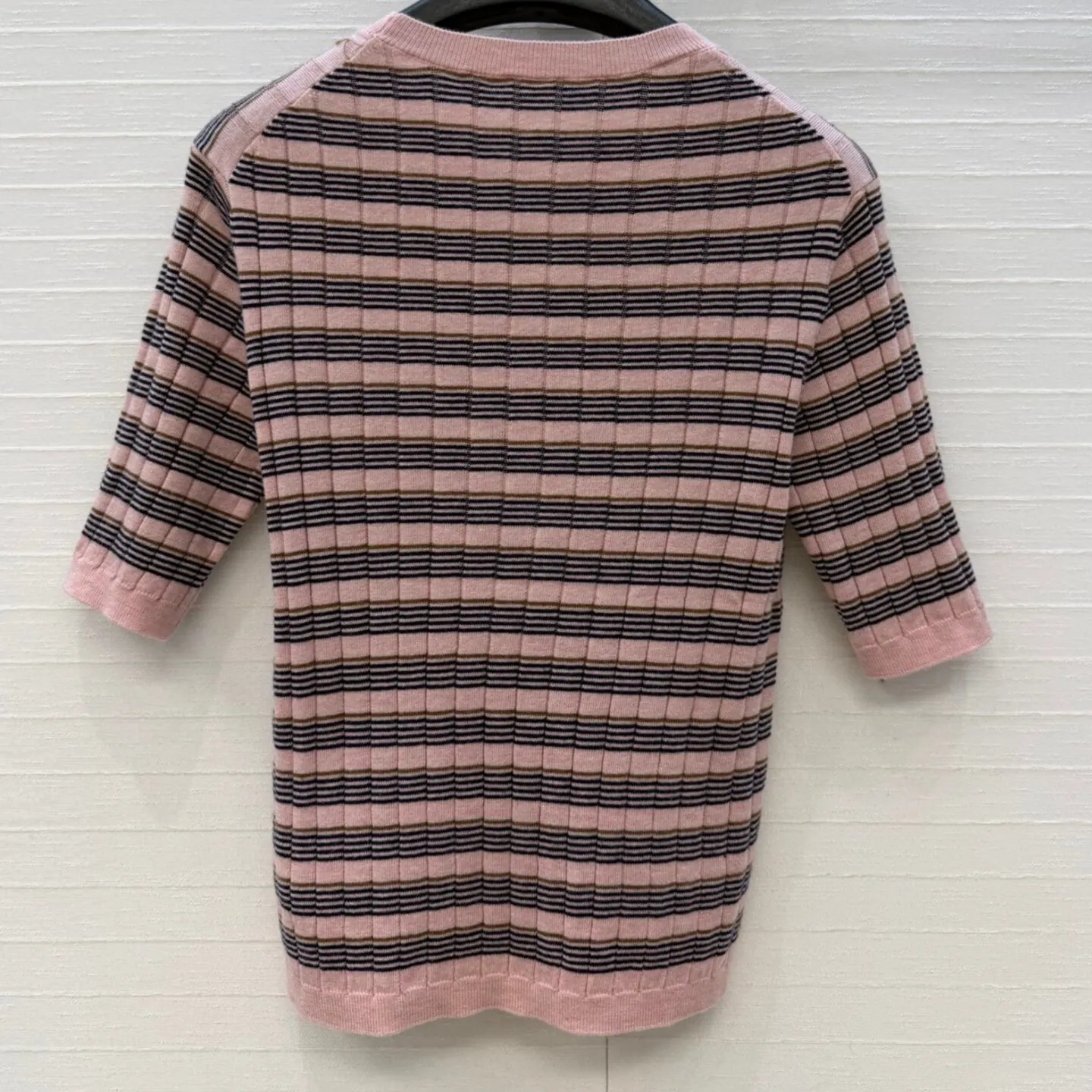Short-sleeve Striped Knit Top, Crew Neck | Vintage Stripe Knitwear