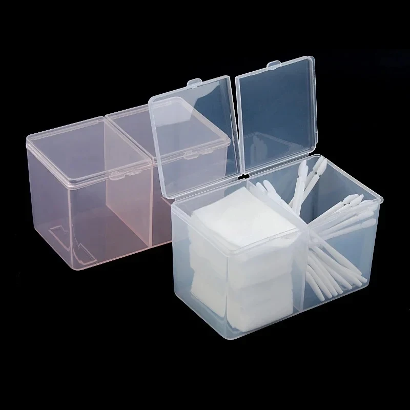 1Pc Nail Storage Box Double Grille Dust Proof Belt Cover Cotton Sheet Napkin Storage Box Nail Accessories Finishing