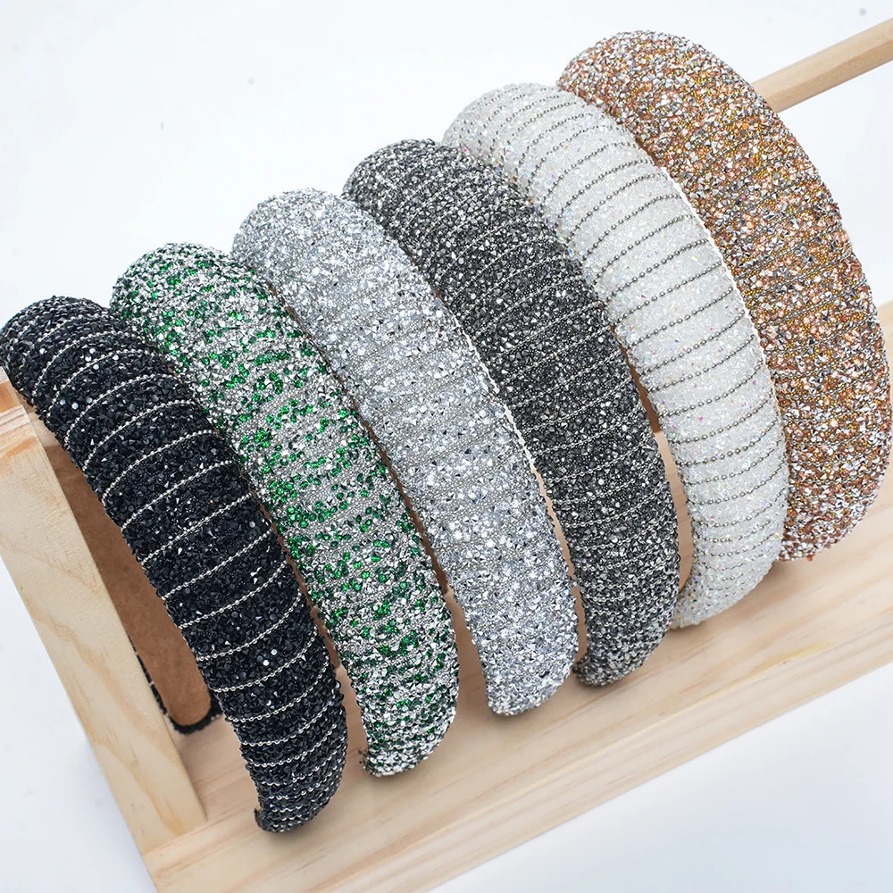 

Korean Style New Sponge Inlaid Diamond Headband for Women Versatile High Skull Top Hair Accessory