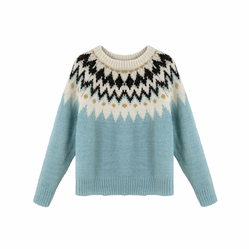 Sweter z dzianiny na co dzień Vintage sweter z okrągłym dekoltem sweter Design Sense niszowe topy 2025 nowa damska ciepła dzianina