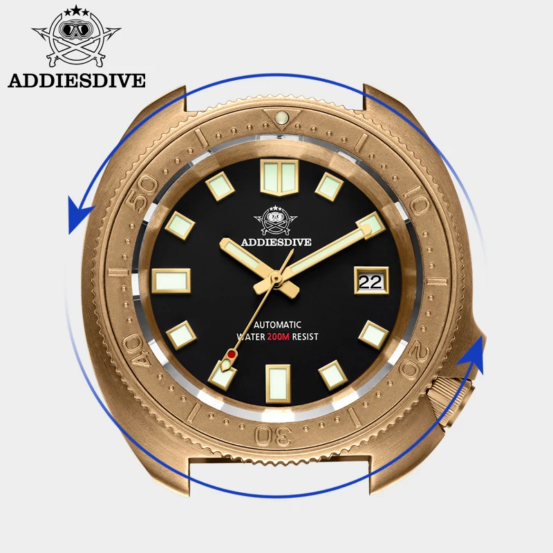 Addiesdive ساعات المعصم الميكانيكية للرجال الفاخرة الياقوت NH35 مضيئة 200 متر مقاوم للماء ساعة برونزية عالية الجودة ساعة أوتوماتيكية